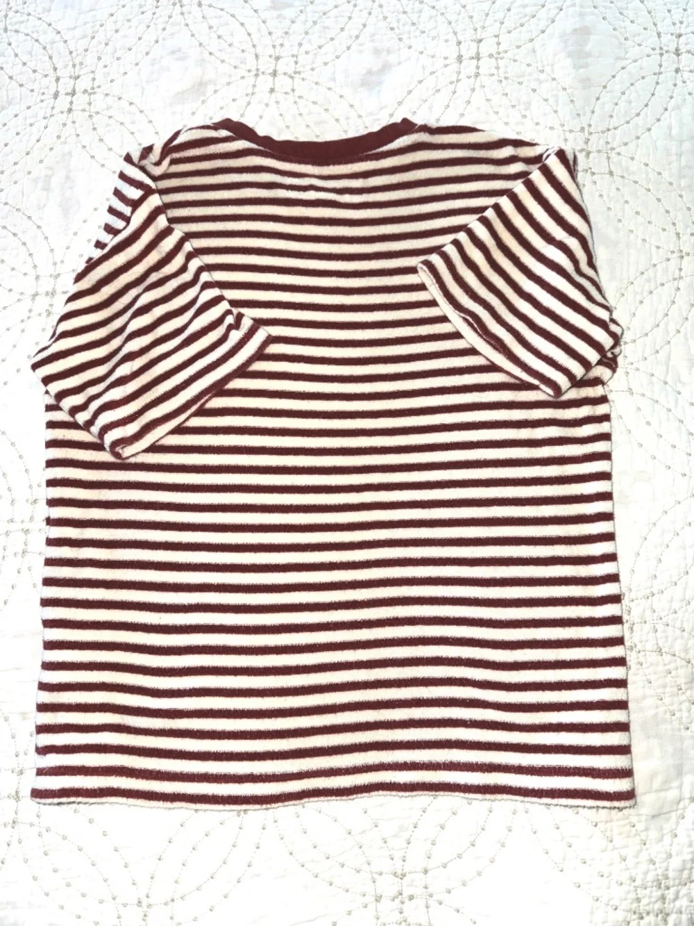 Zara Towel Effect Striped T-Shirt & Bermuda Set. Size 8-9. Color Burgundy/cream - Picture 10 of 10